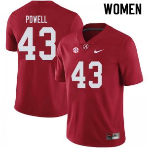 NCAA Women's Alabama Crimson Tide #43 Daniel Powell Stitched College 2019 Nike Authentic Crimson Football Jersey FQ17S43HP